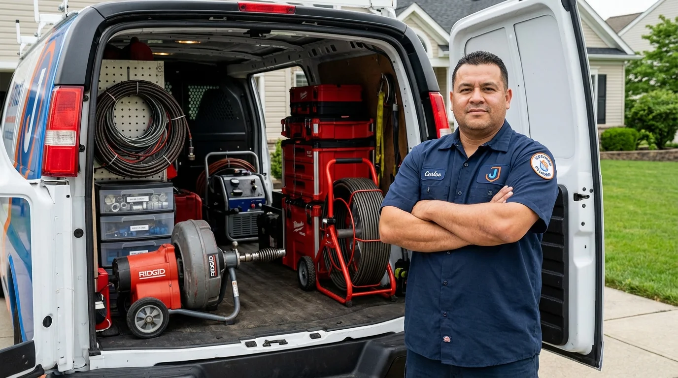 Professional drain cleaning equipment and Johns Plumbing LLC plumber in Sheboygan Falls