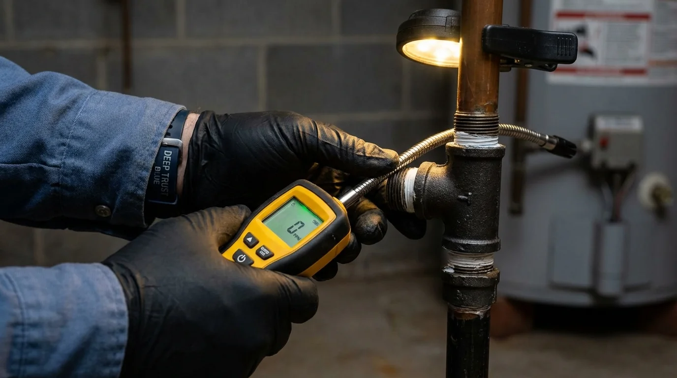 Gas leak detection with electronic sniffer by Johns Plumbing LLC in Sheboygan Falls