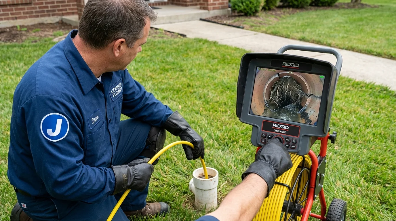 Sewer camera inspection being performed by Johns Plumbing LLC in Sheboygan Falls