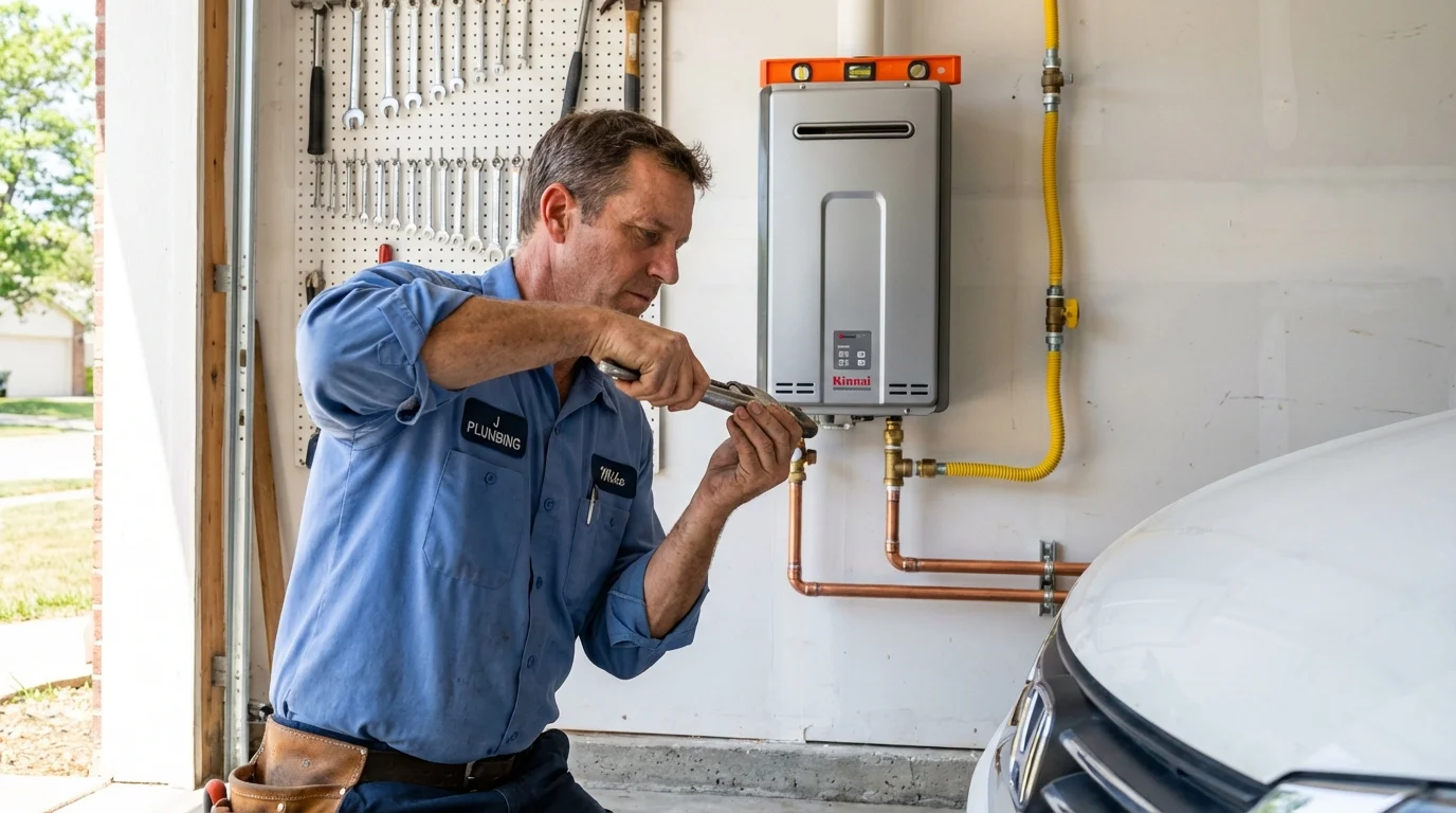 Tankless water heater installation by a Johns Plumbing LLC plumber in Sheboygan Falls